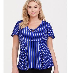 Torrid Royal Blue and White Striped Blouse